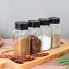 1PC Transparent Seasoning Bottle Salt And Pepper Bottle Black Lid Seasoning Bottle Kitchen Supplies Glass Seasoning Bottles