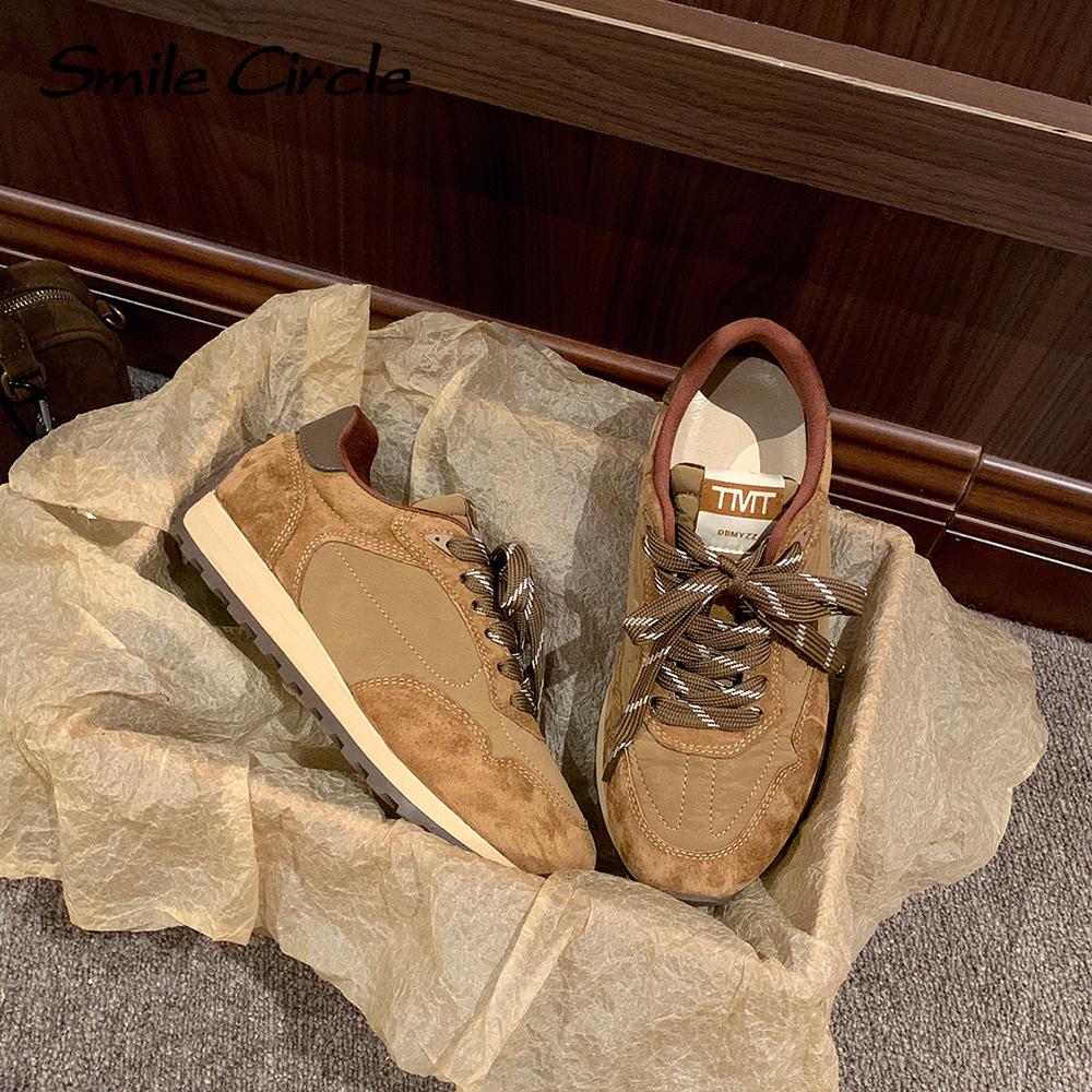 Natūralios odos moteriški sportbačiai apvalūs, suvarstomi sportbačiai Patogūs madingi laisvalaikio batai