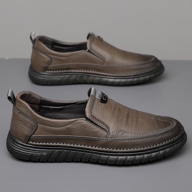 Mens Leather Loafers Non Slip Walking Flats Breathable Outdoor Slip on Casual Shoes for Male Work Office Driving Sneakers Big 48