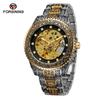 Mens Automatic Mechanical Watch With Hollow Carved Vintage Design Stainless Steel Band Fashion Casual Wristwatch