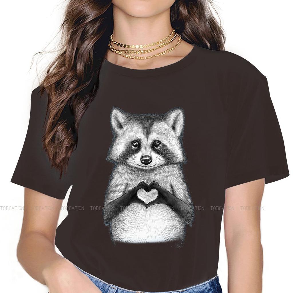 Heart Classic Casual Tshirt Raccoon In North America Cute Creative Streetwear Comfortable T Shirt Unisex Short Sleeve Special