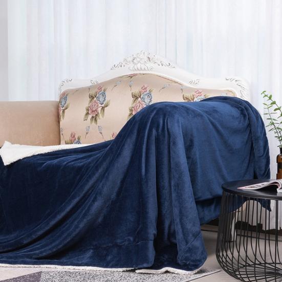 Flannel Blanket Thickened Double Layer Comfortable Touch Blanket Elastic Edge Winter Warm Plush Sofa Throw Blanket