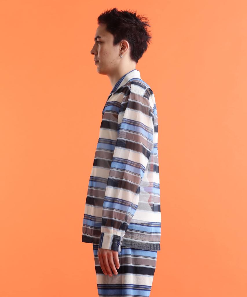 Schott NYC Patterned Mesh LS Shirt, Men's, Size M, 122, Navy Striped, 782-3120002