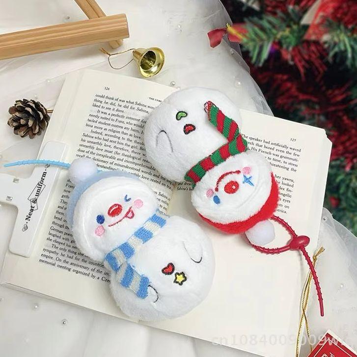 Winter Snowman Plush Ornament - Cozy Scarf Doll Keyring for Christmas Tree Decor &Stocking Stuffer Bag Charm Party Gift