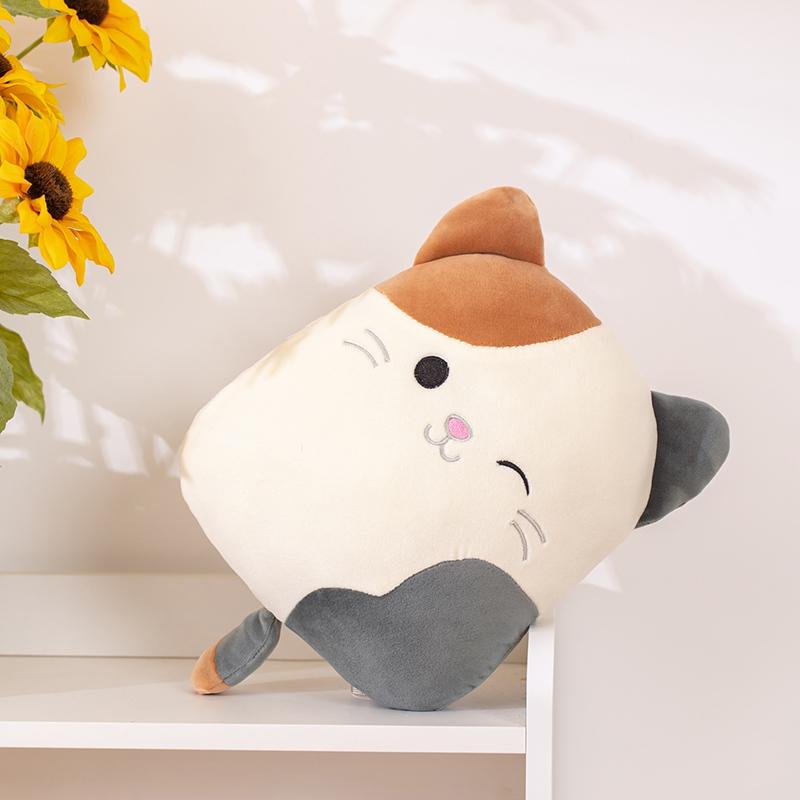 Cute Calico Cat Plush Pillow Toys Stuffed Soft Animal Cat Pillow Nap Cushion Creative Birthday Gift for Kids Girlfriend