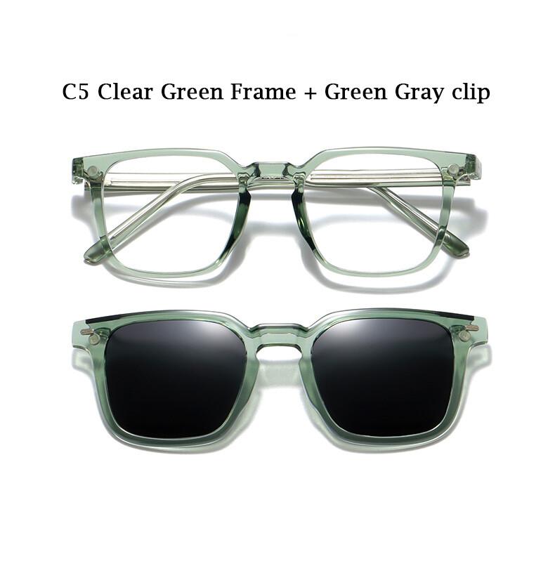

Women s Magnet Glasses Anti Blue Light Myopia Glasses Large Flip Up Green Eyeglasses Clip on Polarized Nearsighted Sunglasses -1 Original Lenses