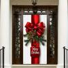ChristmasDoor Cover Banner 71x35 Inch Red Bow and Holly Decoration for Front Door Holiday Indoor Outdoor Home Decor