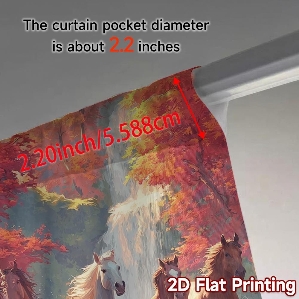 2pcs   2D FLAT PRINTING Curtains (Without Rod) Galloping Horses Chic Window Curtain Versatile Fabric Curtains Decorations For