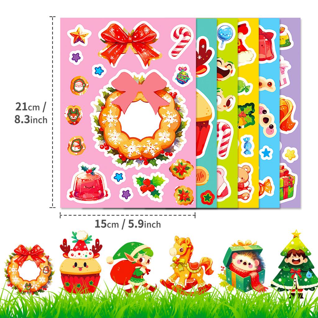 6 24-Year-Old Christmas Puzzles, Face-Changing Stickers, Expression-Changing Children'S Diy Decorative Water Glasses