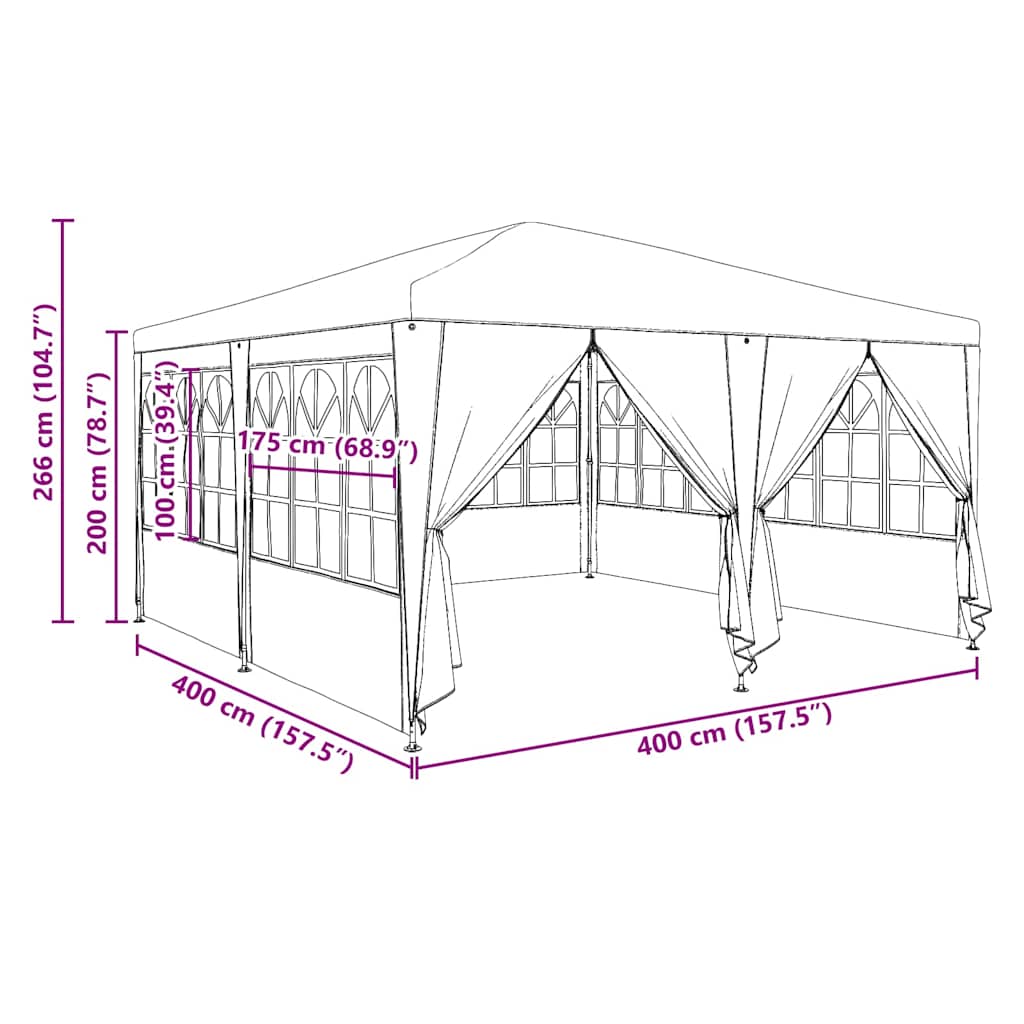 Party Tent Blue 400 X 400 X 266 Cm Polyethylene