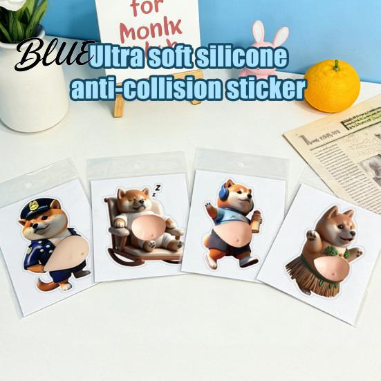 Dog Stress Reliever 1/4Pcs Anti-Collision Sticker Soft Elastic Belly Design Healing Toy Relief Kids Adults Portable Decompression Tool