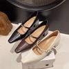 Mary Jane high heels women's spring 2025 new thick heel French with skirt temperament single shoes pointed light mouth shoes