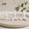 Lustrous Gold Figurine 3Pcs Abstract Yoga Figure Sculpture Set, Hollow Dancer with Glossy Matte Silver Black Contemporary Interior Accents Nude