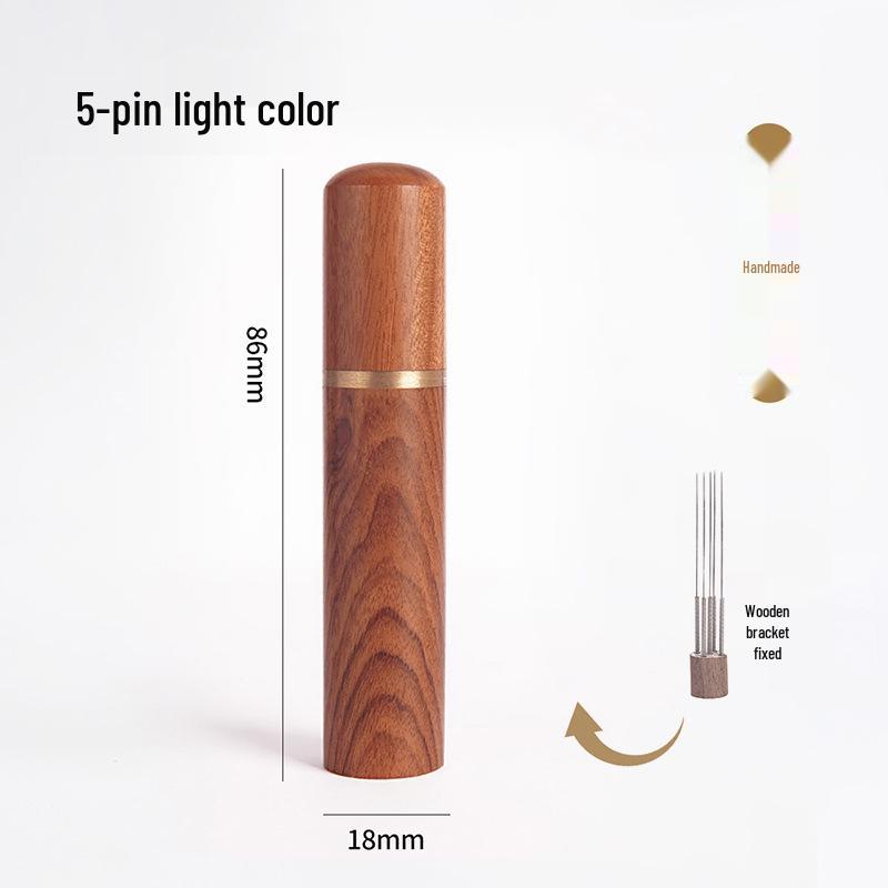 "Stainless Steel Coffee Stirring Needle with Solid Wood Handle - Portable Tool for Breaking Up Lumps"