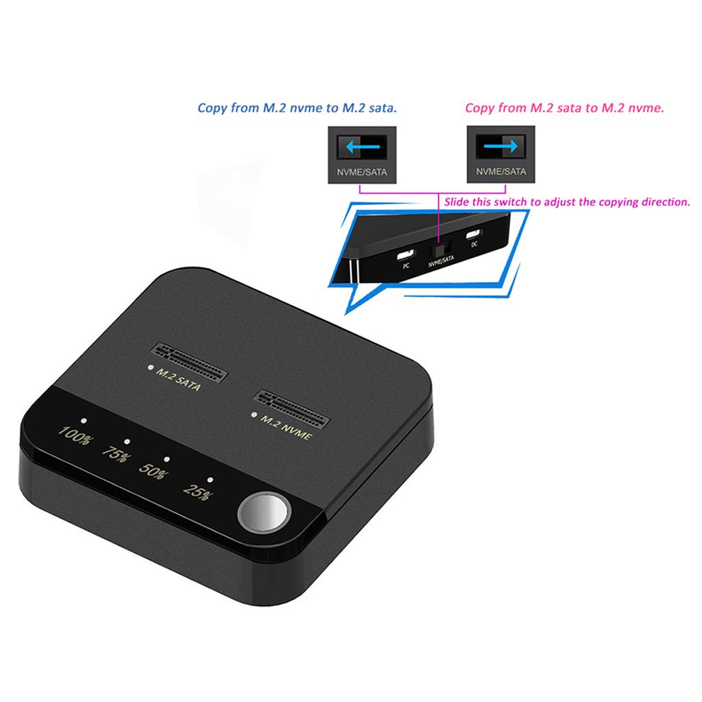 M.2 NVME SATA Duplicator M.2 NVME SATA SSD Cloner Dual Bay Offline Clone Tool Free M.2 SSD Enclosure M.2 USB C Adapter