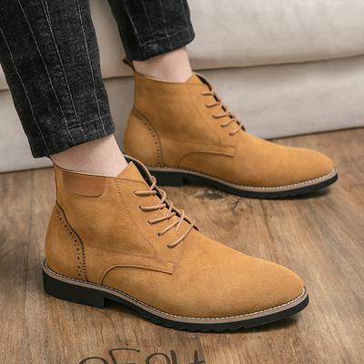 Retro Rinds Wildleder Leder Herren Business Casual Hohe Lederstiefel Stiefeletten Chelsea Mode Oxfords für Herren