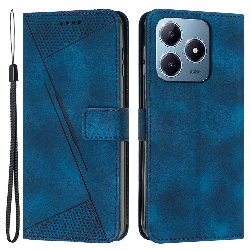 For Realme Note 60x 4G/C63 4G/C61 4G/Note 60 Case Triangle Leather Phone Cover Stand Wrist Strap