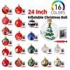 24 Inch Light Up PVC Inflatable Christmas Ball New Years Christmas Ornaments with Light and Remote Holiday Yard Lawn Porch Decor