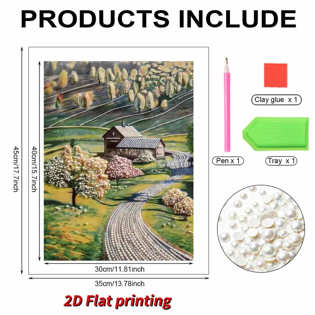 Pearl Painting Kit Country Theme Frameless Handicraft DIY Bedroom Decoration Living Room Wall Art Room Decoration Art Craft Decoration