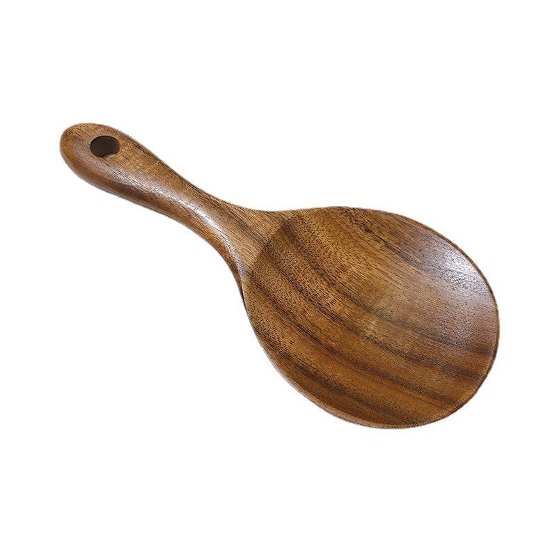 Solid Wood Rice Spoon Creative Non-stick Pan Wooden Spatula Kitchen Cooking Tool Simple Household Light Luxury Retro Rice Spoon