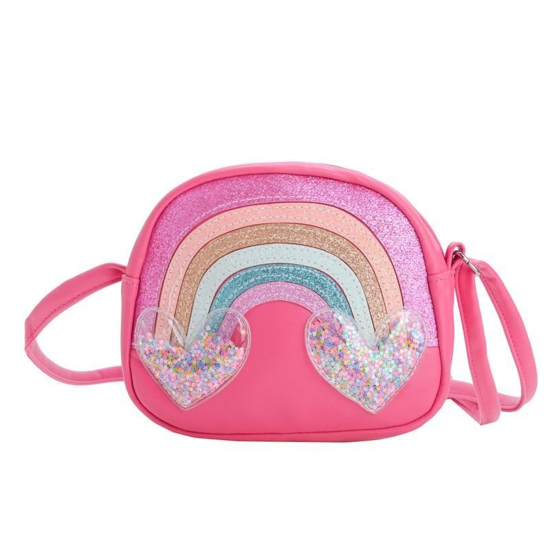 Single-shoulder Bag, Cartoonish and Cute Rainbow Heart-shaped Children's Crossbody Bag, Children's Bag