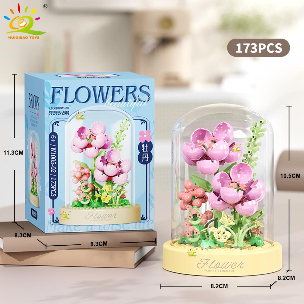 MOC Flower Display Box Micro Building Block MOC Mini Flower Mini Diamond Model Brick Toy for Children Desk Decoration