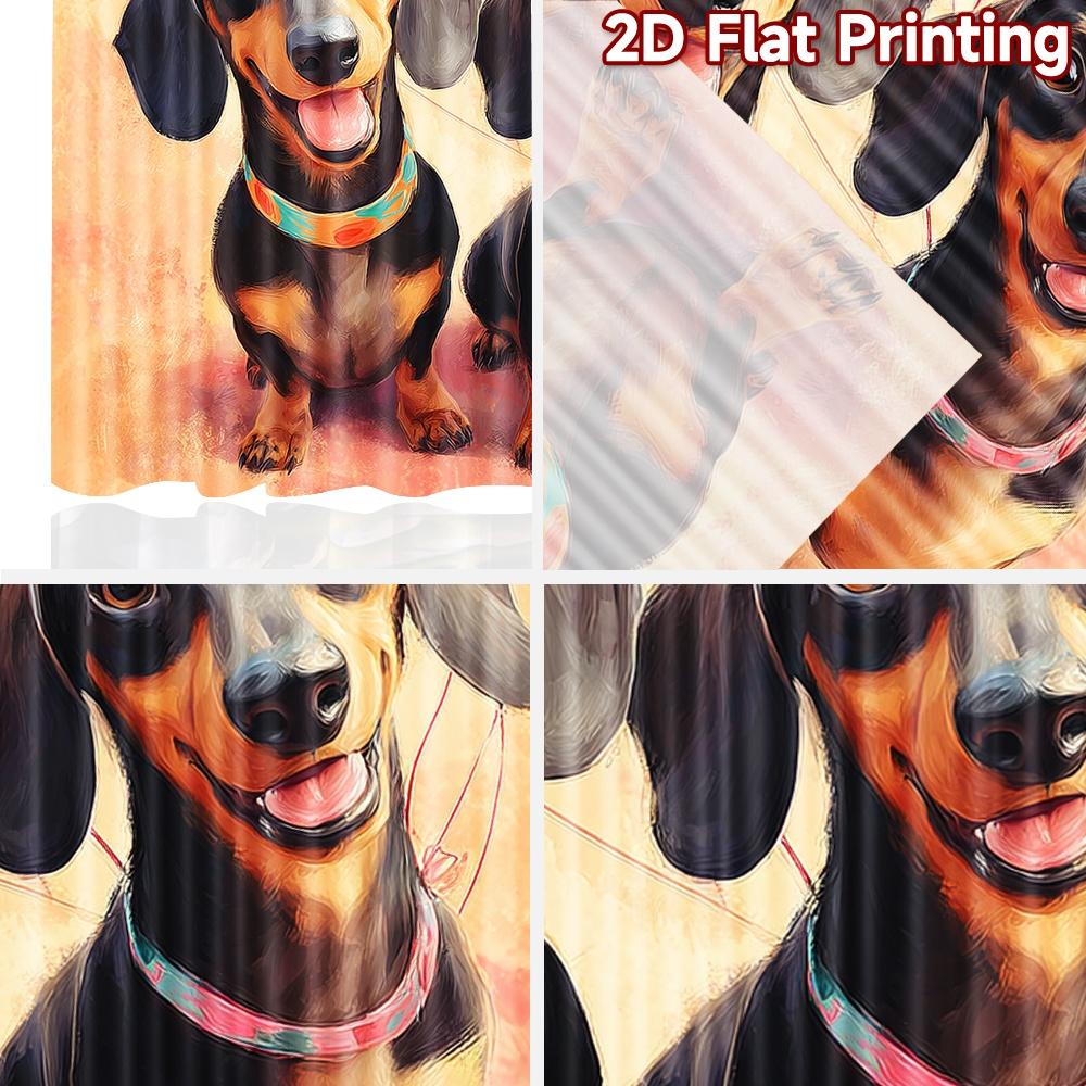 2D flat printing 2pcs Party Curtains Dachshund Dogs Heart Balloons Digital Printed Polyester Drapes Festive Holiday Use for New