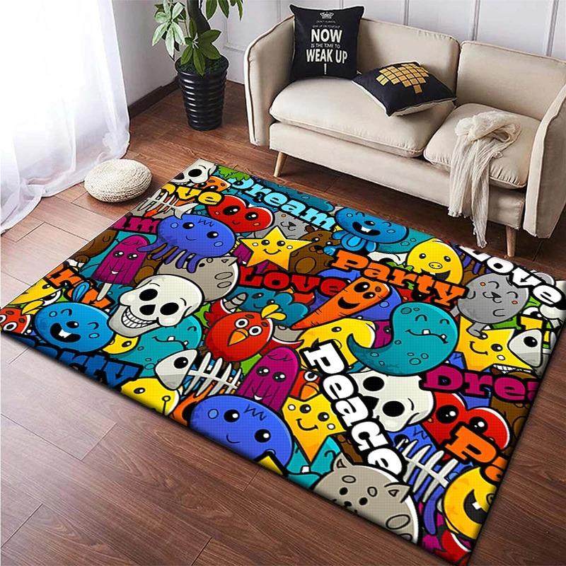 Skull Dark Gothic Print Carpet Creative Door Floor Mat Soft Doormat Non-slip Floor Mat Living Room Rug Home Decoration Washable