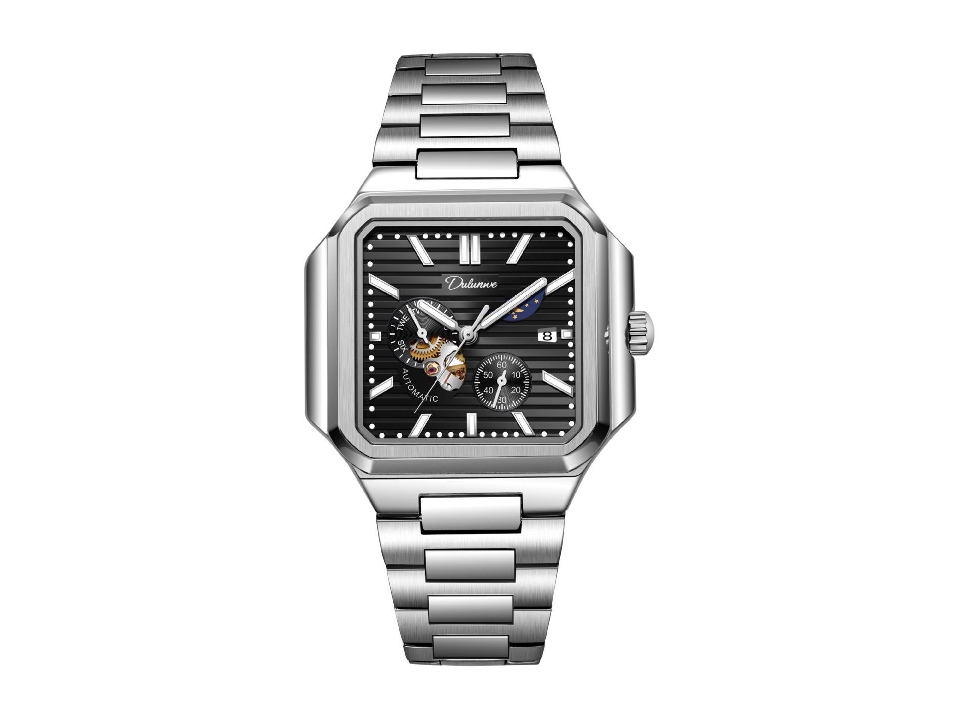 Durham Weizheng 2025 Мужские автоматические квадратные часы Nautilus - Водонепроницаемые и светящиеся