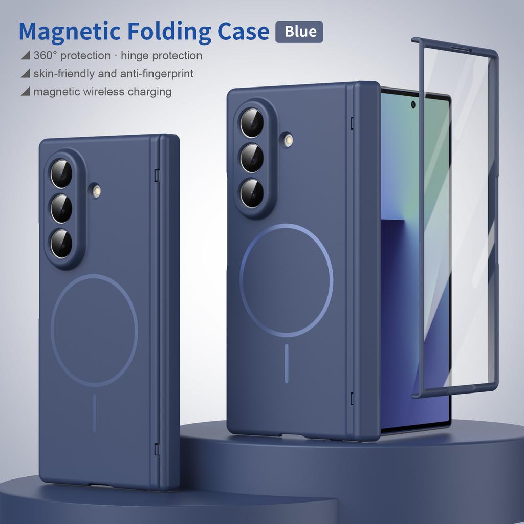 For Samsung Galaxy Z Fold 8 Ultra 8/7/6/5/4 Full Cover Magnetic Case with Tempered Glass Front Film Anti-Fingerprint Phone Case