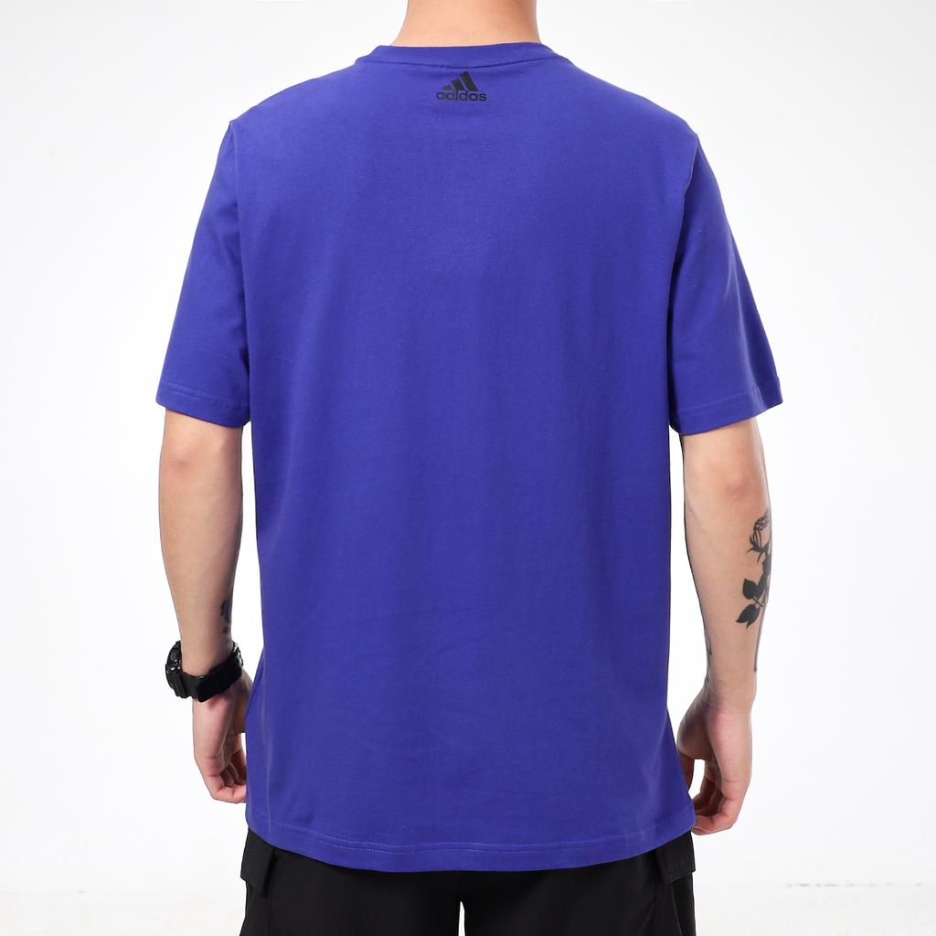 Adidas T Shirts Men's Purple Crew Neck Moderate Straight Fit GP0850