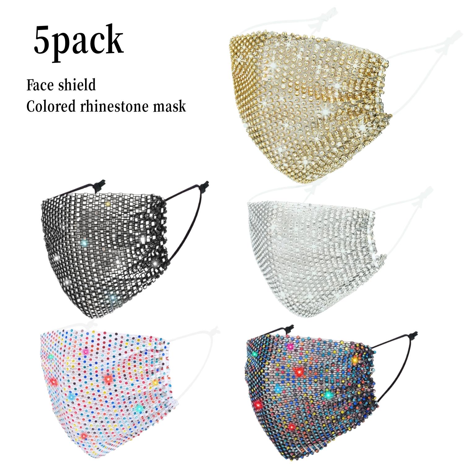 

5 шт. блестящих кристальных блестящих масок для лица - сетчатая маска со стразами для женщин и девочек, идеально подходит для ночных клубов и вечеринок