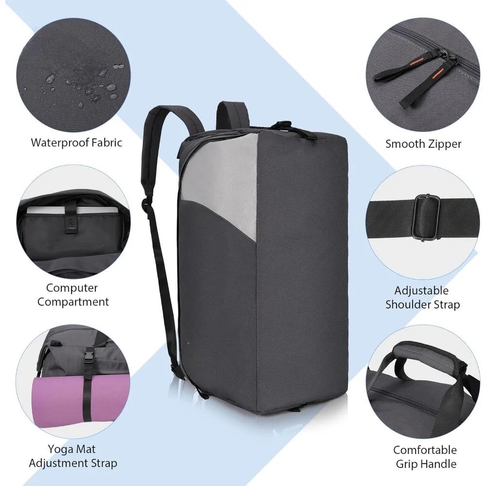 Gym Bag for Men Women 54L Large Duffle Bag Backpack Sports Travel Duffel Bag with Shoe Compartment & Wet Pocket
