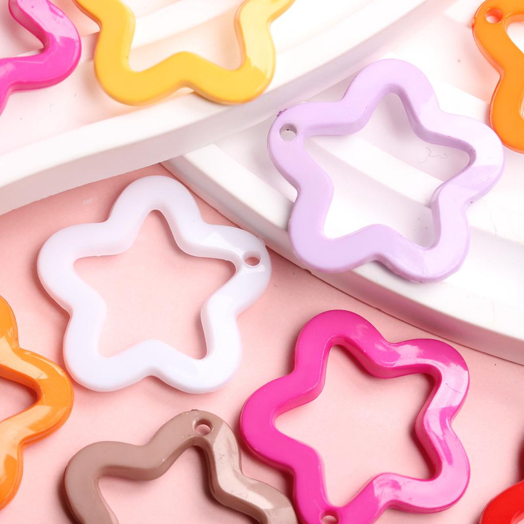 DIY Jewelry Material 40Pcs Acrylic Fashion Candy Color Pendants Pentagram Pendant 30mm for Necklace Earrings Making  Accessories