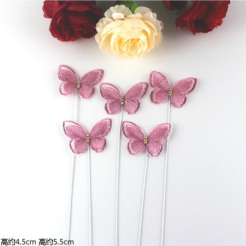 

5Pcs Cloth Butterfly Creative Birthday Cake Decoration Dessert Table Decoration Plug-In Scene Layout Diy Baking Accessories Supplies 5PCS