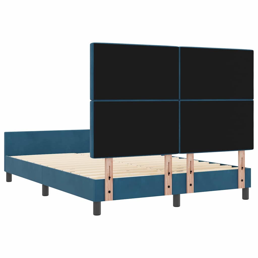 Box Spring Bed with Headboard Dark Blue 140 x 190 cm Velvet