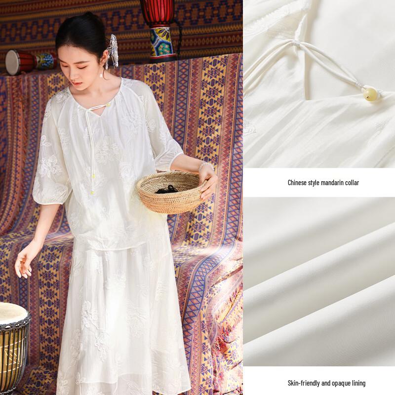 New Chinese Style Embroidered Tencel Two-Piece Set