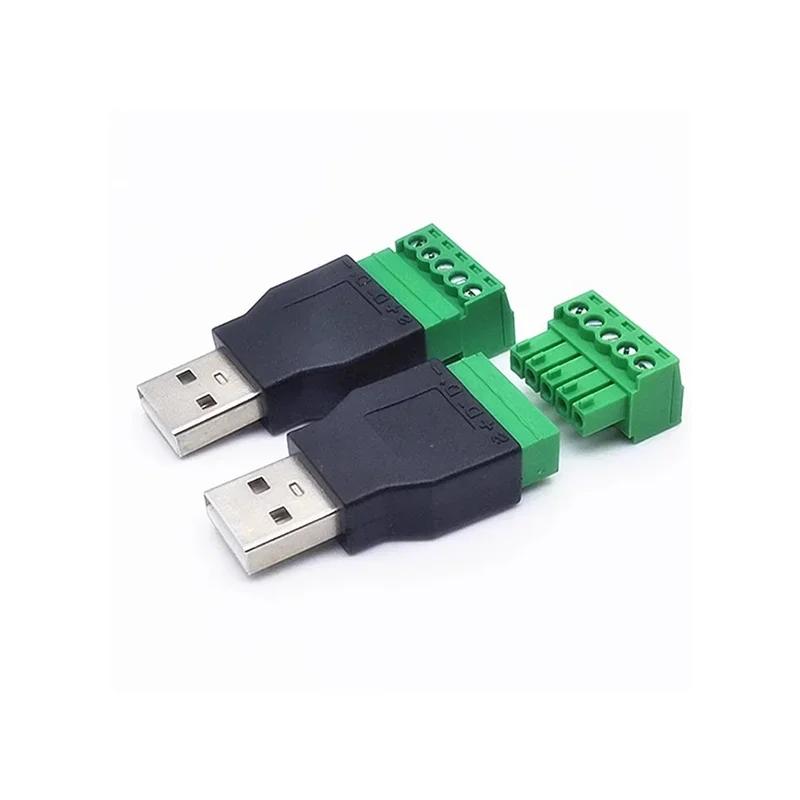 5/20/100PCS USB 2.0 Type A Male/Female to 5 Pin Screw Connector No Soldering USB Jack USB2.0 to Screw Terminal Adapter Plug