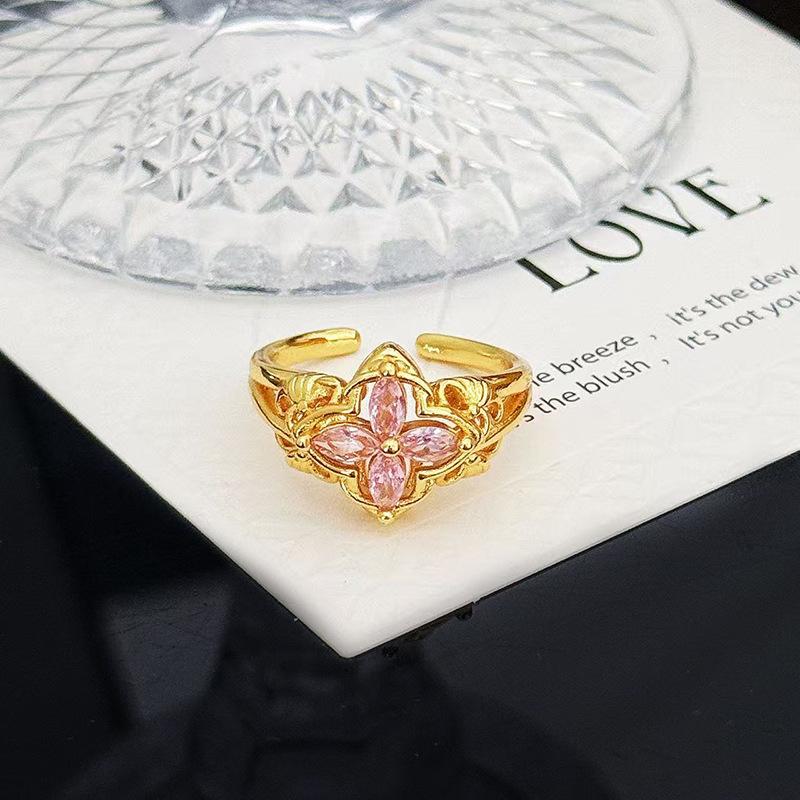 Mode Kreativ Licht Luxus Nische Hoher Sinn Offener Ring Schlicht Freundin Farbe Schatz Paarring Super Flash Ring Frauen