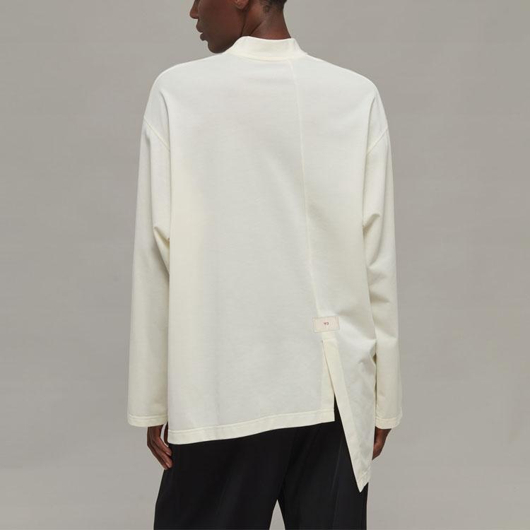 Adidas Solid Color Loose Asymmetrical Casual Long Sleeve T-Shirt Women Tops White IA3134
