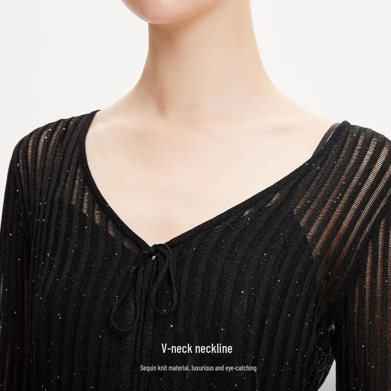 VEROMODA Women's Sequin V-Neck Knit Cardigan