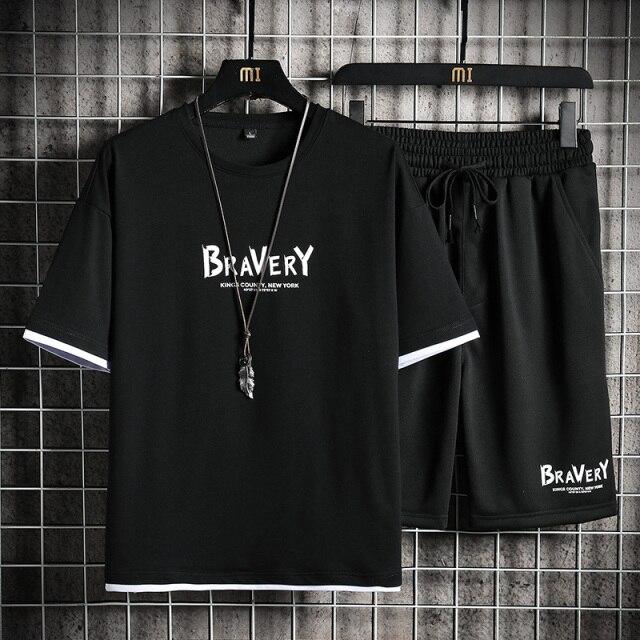 Herrset Sommarset Sport Träningsdräkt Herr Joggingdräkter Två Delar Hip Hop Streetwear