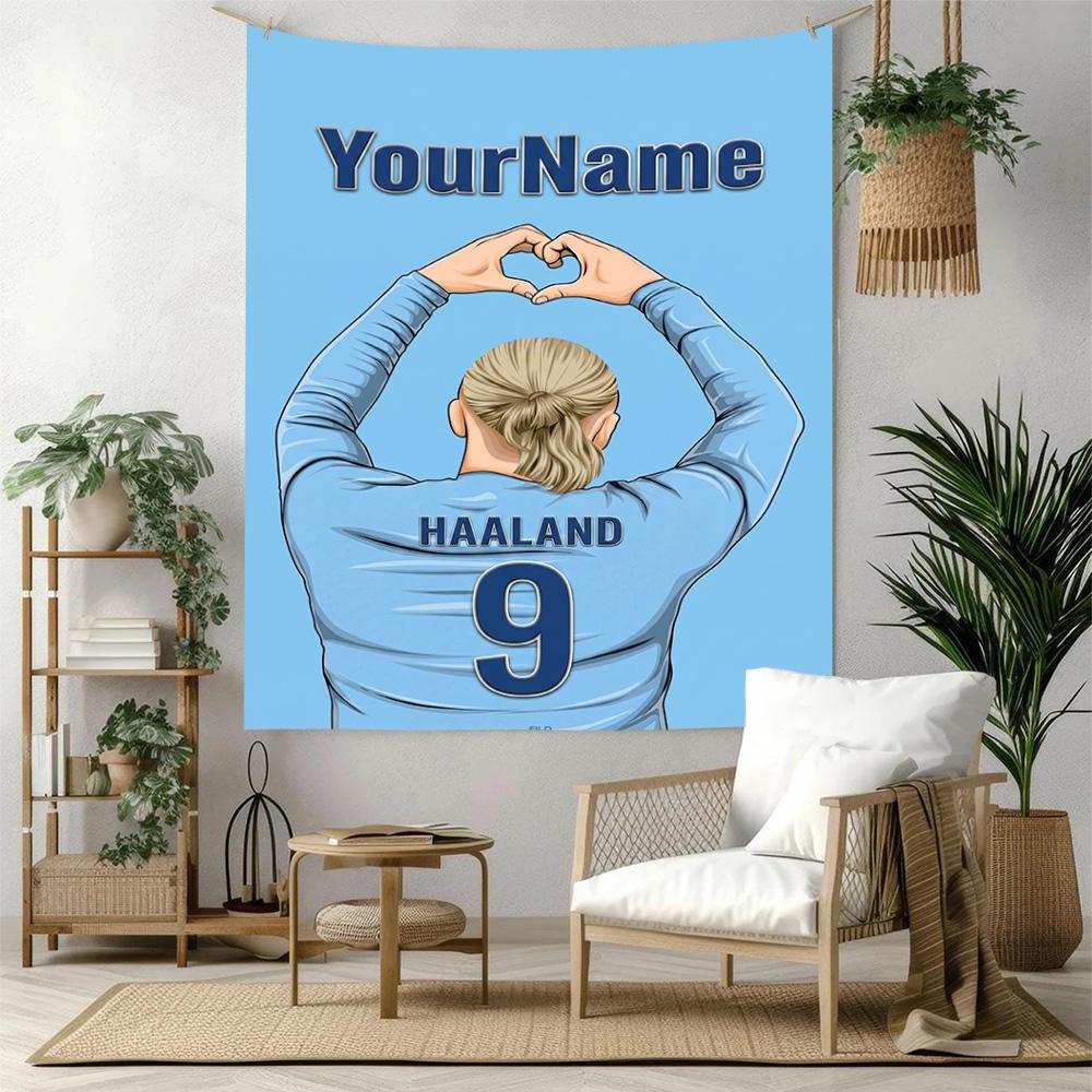 Haaland Personalizowany Twoje Imię Dekoracja Ścienna Gobelin Sztuka Na Pamięć Zwierzęcia Urodziny Weselne Tło Imprezy Rodzinny Prezent