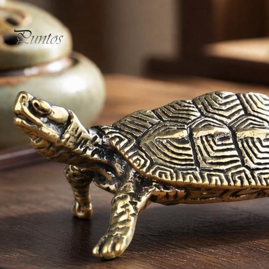 Unique Office Desk Accessories Vintage Metal Turtle Statues, Gold Figurines, Decorative Animal Elegant Brass Statue Ornament, Small Desktop Decoration