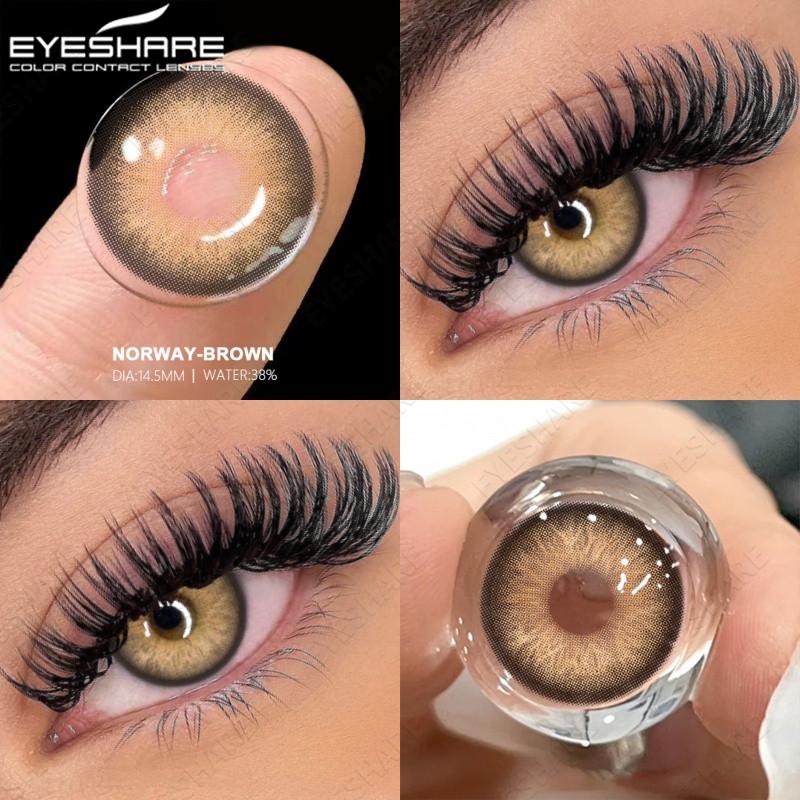 EYESHARE 1 Pair PATTAYA Brown Contact Lenses for Eyes 14.2mm Natural Lenses Yearly Use Cosmetics Pupil