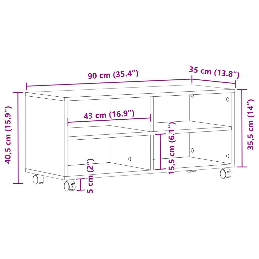 Moderner, Minimalistischer, Mobiler TV-Schrank, Offenes Aufbewahrungs-TV-Regal, Mobiler Beistelltisch, 90x35x35 Cm