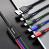 4-in-1 USB Cable 2 x Iphone Lightning USBC microUSB Nylon Braided 35A 12m Black