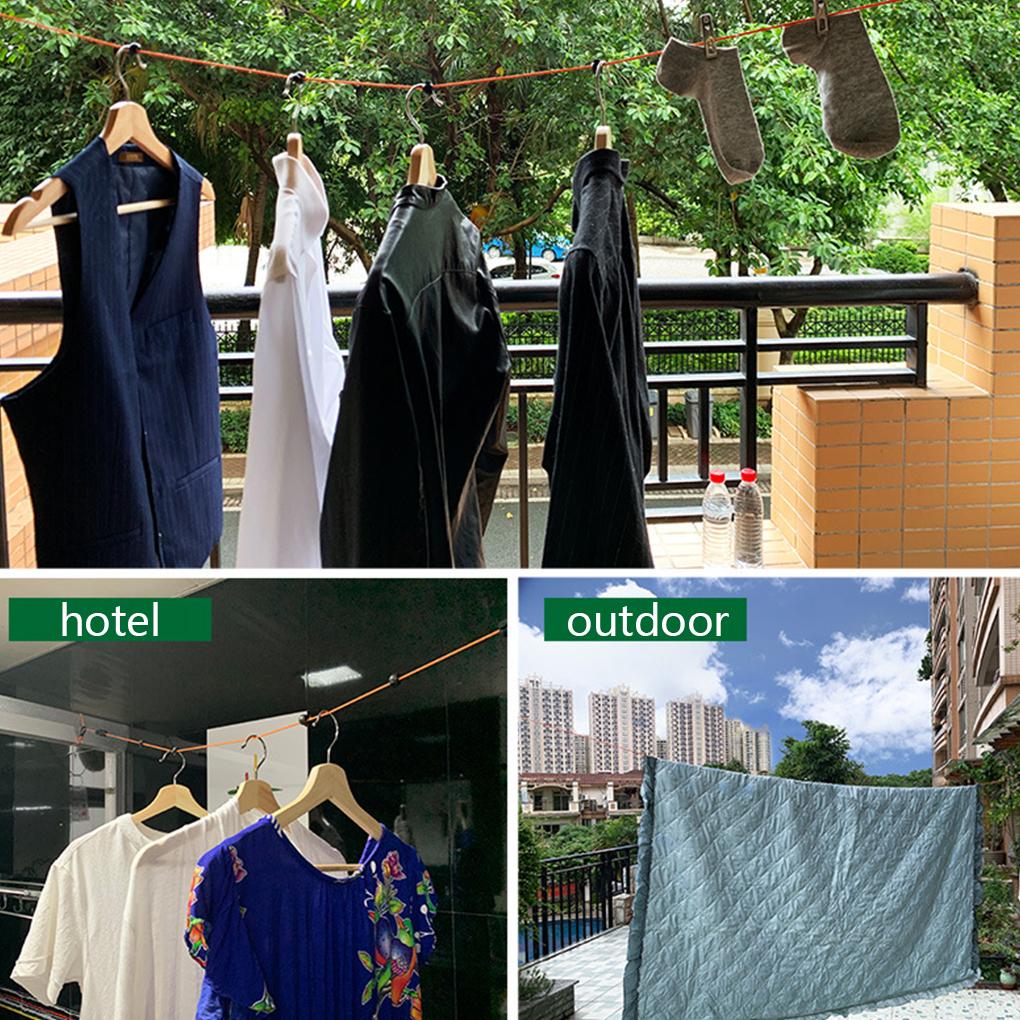 Clothesline Laundry Drying Rope Outdoor Windproof Anti-slip Retractable Cord