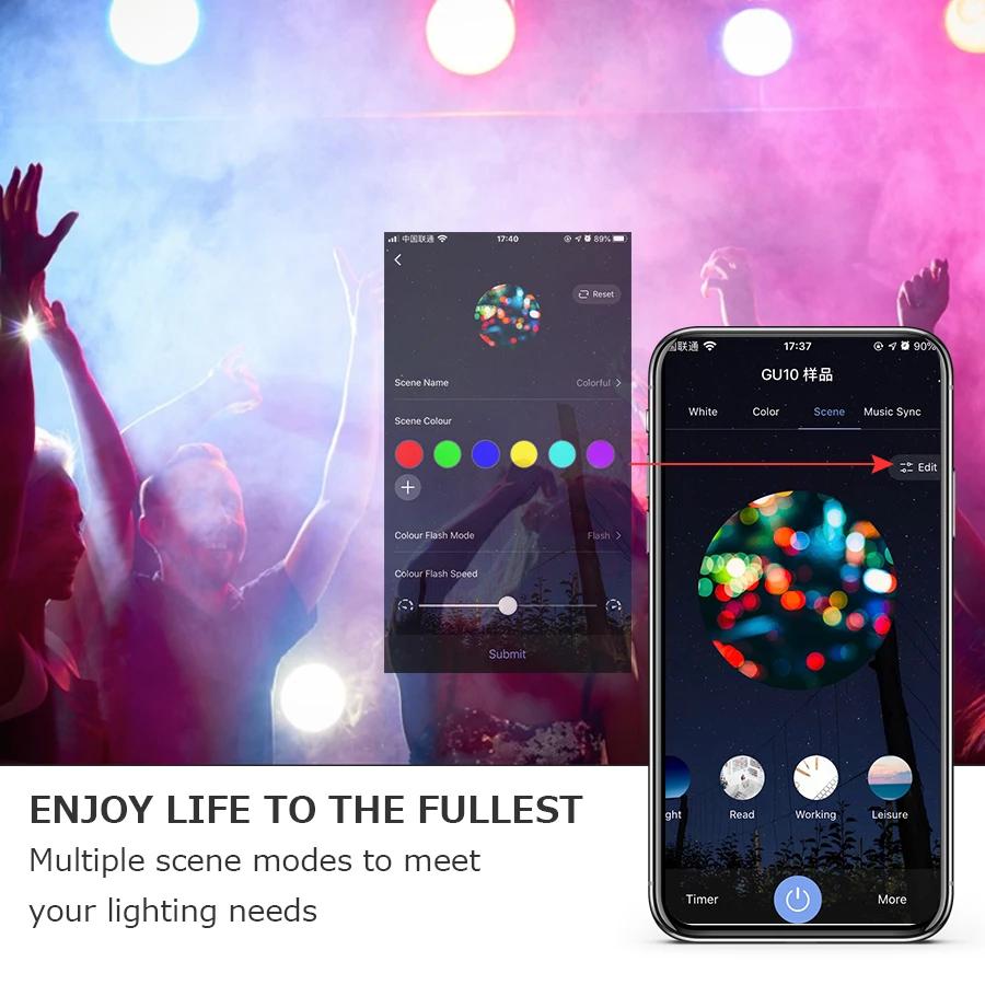 Tuya Wifi Smart Led Light Bulbs 220V 110V GU10 Smart Home RGB CW Spotlights Smart Life App Voice Control With Alexa Google Home