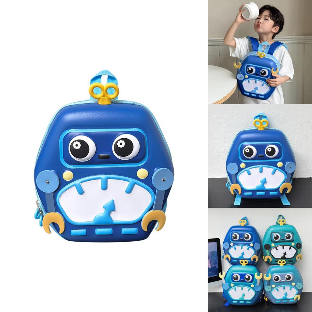 Cute Eggshell Backpack With Robot Print Design For School Learning And Oxford Fabric Construction